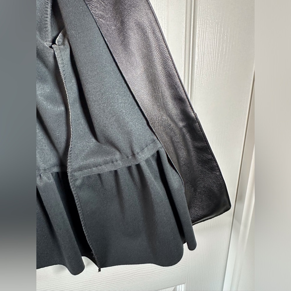 Black Faux Leather Ruffle Hem Bell Sleeve Jacket — Size Small - Picture 9 of 12